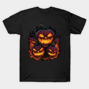 Flaming Jack O Lanterns Graphic T-Shirt